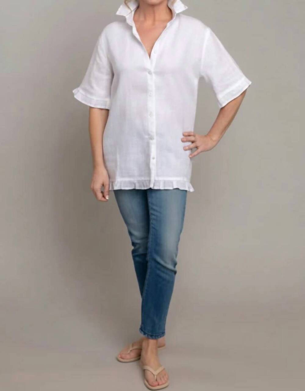 NEW CROWN LINEN ryan shirt in white